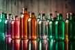 abstract walpaper with different colors bottles placed on the table in a sequence