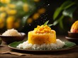 Delicious Thai mango sticky rice, sweet aroma of ripe mangoes and coconut milk dessert, food photography