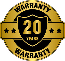 Poster - 20 years warranty golden label, 20 years warranty gold badge