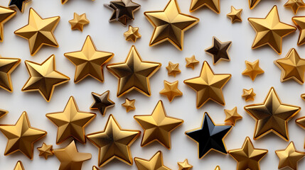 Wall Mural - golden stars on black