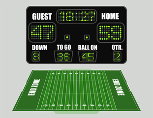 Wall Mural - American football field with scoreboard