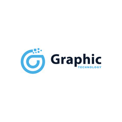 Poster - Circular Initial Letter G with Pixel digital dots For Futuristic Technology Logo Design