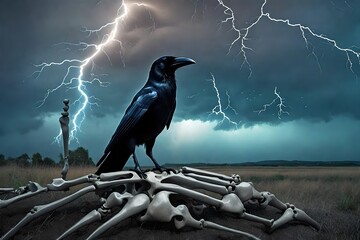 Wall Mural - raven on the roof