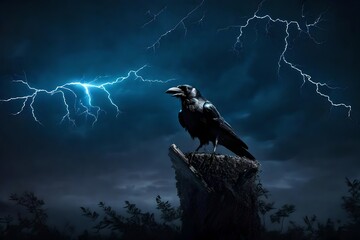 Wall Mural - raven in the night