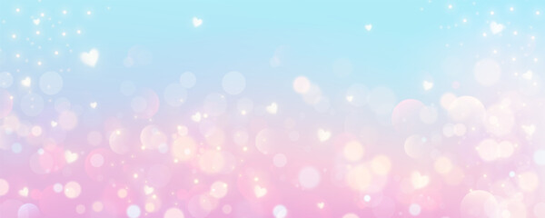 Wall Mural - pink background with hearts. cute pastel unicorn wallpaper with stars and glitter. dreamy fantasy gr