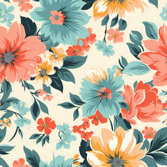 Wall Mural - seamless floral background,flower,pattern,floral,vector,nature,leaf,seamless,design,illustration,Ai generated 