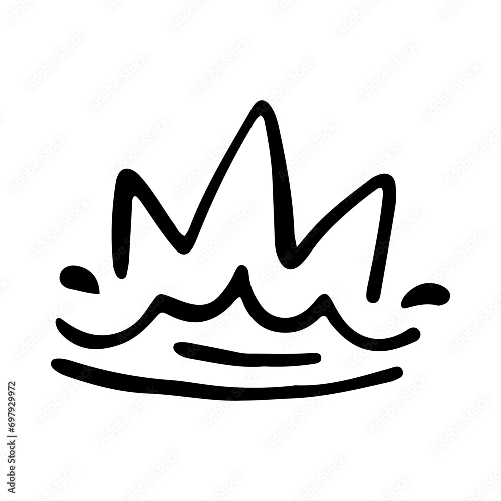 Crown Icon in Hand Drawn Doodle style isolated on white background ...
