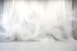 Fototapeta  - Whispers of Elegance: A White Dreamy Sheer Curtain Backdrop for Maternity and Wedding Bliss in a Luminous Room, purity, elegance, and tranquility, capturing the themes of maternity and wedding photo