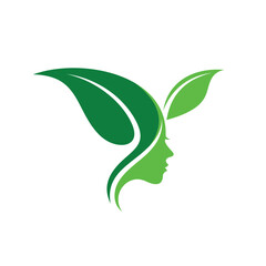 Wall Mural - women nature logo, leaf logo design