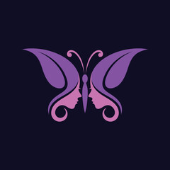 Sticker - women butterfly logo, butterfly with face women