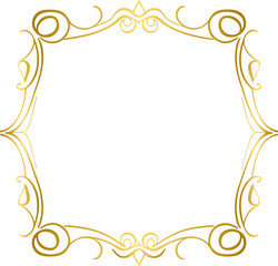 golden vintage frame, floral element for design of monogram, invitations, frame, menu, label