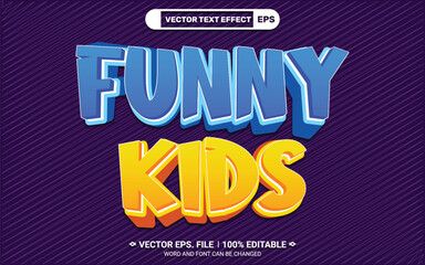 Poster - Funny kids twisted word style 3d editable vector text effect