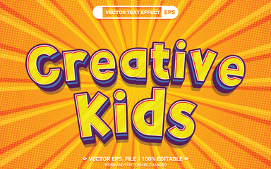 Poster - Creative kids editable 3d vector text style effect on comic retro background