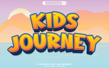 Poster - Kids journey editable 3d vector text style effect