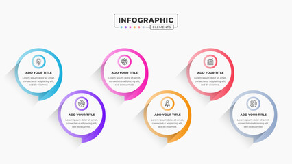 Vector speech bubble infographic design template with icons and six options or steps