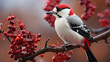 red cardinal on a branch, cardinal on a branch, bullfinch on a branch,