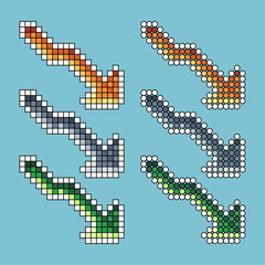 Poster - Pixel art stroke sets of graph down icon with variation color item asset. Graph down icon on pixelated style. 8bits perfect for game asset or design asset element for your game design asset