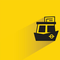 Sticker - fishing boat with shadow on yellow background