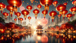 Amazing chinese new year background with lanterns.