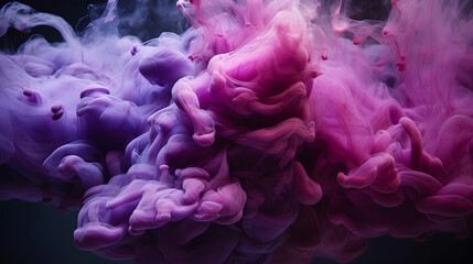 Poster - purple and blue colors mixing, smoke effect in water. thick colorful smoke purple, pink, red, blue o