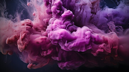 Poster - purple and blue colors mixing, smoke effect in water. thick colorful smoke purple, pink, red, blue o
