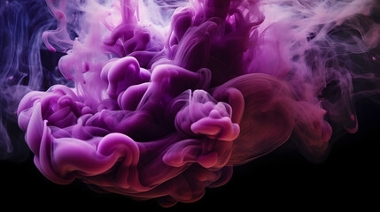 Poster - purple and blue colors mixing, smoke effect in water. thick colorful smoke purple, pink, red, blue o