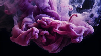 Poster - purple and blue colors mixing, smoke effect in water. thick colorful smoke purple, pink, red, blue o