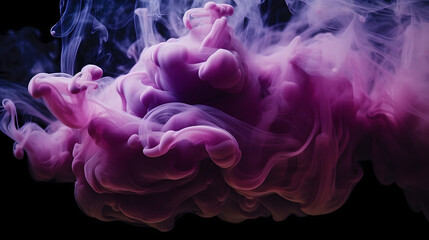 Poster - purple and blue colors mixing, smoke effect in water. thick colorful smoke purple, pink, red, blue o