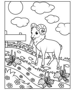 ram  coloring page for kids
