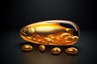3D rendering of a gold fish oil capsule. Generative AI