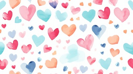 Poster - Simple aquarelle hearts pattern. Generative  AI 