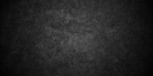 Dark Black Grunge Textured Concrete Old Blackboard And Chalkboard Rough Background. Panorama Dark Grey Black Slate Background Or Texture. Vector Black Concrete Texture. Stone Wall Background.