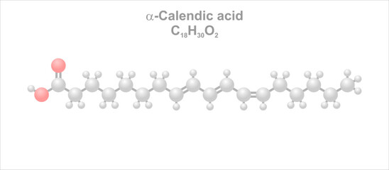 Wall Mural - Simplified scheme of the molecule. Omega-6 fatty acid. Occurs in Calendula officinalis.