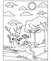 Wall Mural - deer coloring page for kids