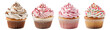 Collection set of colorful cupcakes isolated on transparent background