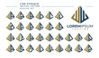 Set of geometric pyramid letter W WW logo design