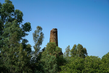 Abandoned iron mine with poisoned earth