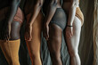 Young diverse group of women wearing underwear. Concept image representing diversity and self acceptance
