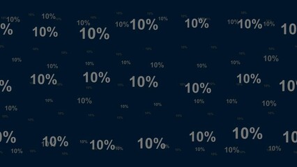 Poster - 10 percent symbols float horizontally from left to right. Parallax fly effect. Floating symbols are located randomly. Seamless looped 4k animation on dark blue background
