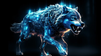 Sticker - wolf in the night HD 8K wallpaper Stock Photographic Image