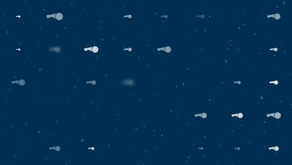 Poster - Template animation of evenly spaced angle grinder symbols of different sizes and opacity. Animation of transparency and size. Seamless looped 4k animation on dark blue background with stars