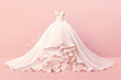 Elegant Wedding Dress Illustrated On A Delicate Pink Backdrop