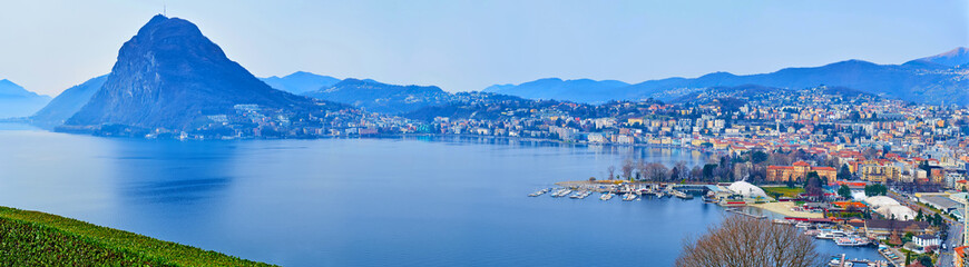 Sticker - Panorama of Lake Lugano from San Michele Park, Lugano, Ticino, Switzerland