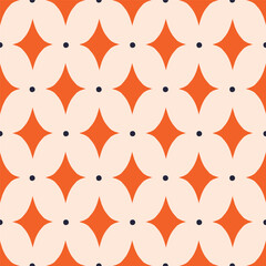 Wall Mural - Seamless vector pattern with dots and star shaped elements. Classic geometrical texture in modern style. Elegant background