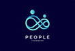 People logo design, human with infinity icon combination, people Logo design template, vector illustration