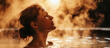 Woman unwinding in a steam room