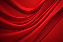 Red Silk Folded Fabric Background, Luxury Textile