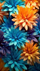 Wall Mural - Abstract flowers of bright colors in a harmonious pattern