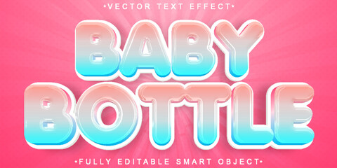 Poster - Colorful Softy Baby Bottle Vector Fully Editable Smart Object Text Effect