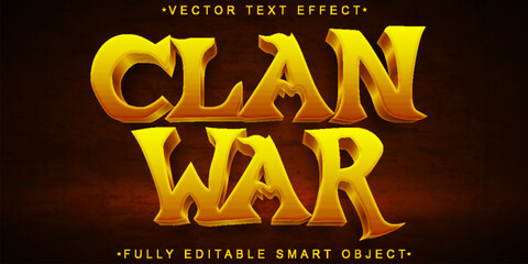 Poster - Cartoon Golden Clan War Vector Fully Editable Smart Object Text Effect
